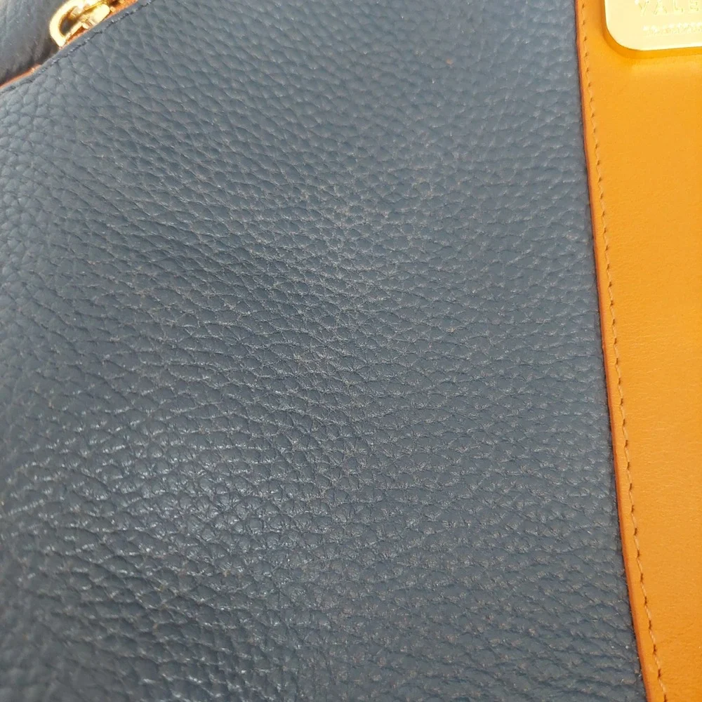 Valentina Italian Leather Navy Tan Convertible Backpack Purse Top‎ Handle Bag